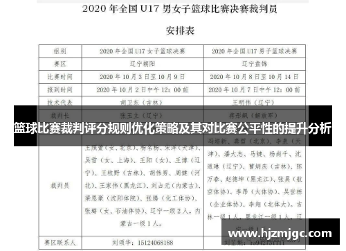 篮球比赛裁判评分规则优化策略及其对比赛公平性的提升分析